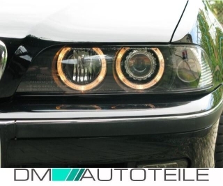 Angel Eyes Xenon Scheinwerfer Schwarz Set passt für BMW E39 +2x Osram D2S 00-03