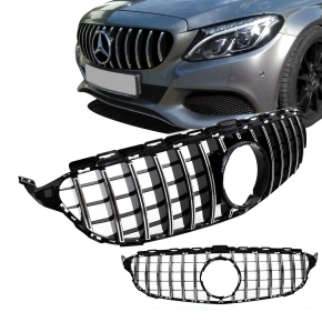 Kühlergrill Front Grill glanz schwarz chrom für Mercedes C Klasse W204 S204