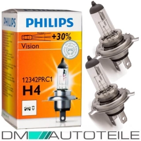 Satz PHILIPS® Birne H4 12V 60-55W P43t-38 Vision-30%(2x STÜCK)