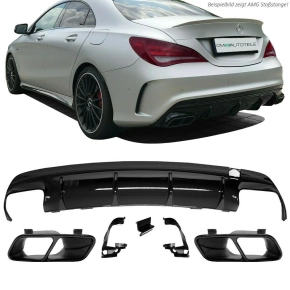 Duplex Diffusor Black Gloss + Tail Pipes fits on Mercedes...
