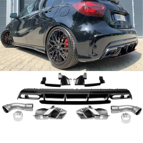 Rear Diffusor Black Gloss + Red Lip + Tail Pipes fits on...