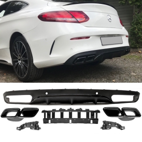 Heckspoiler Spoilerlippe Spoiler für Mercedes C-Klasse W205 2014-2019  schwarz – E-Parts24