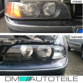 Set headlights Black left & right 95-00 H7/HB3 Facelift design indicator white fits on BMW E39 + Motor