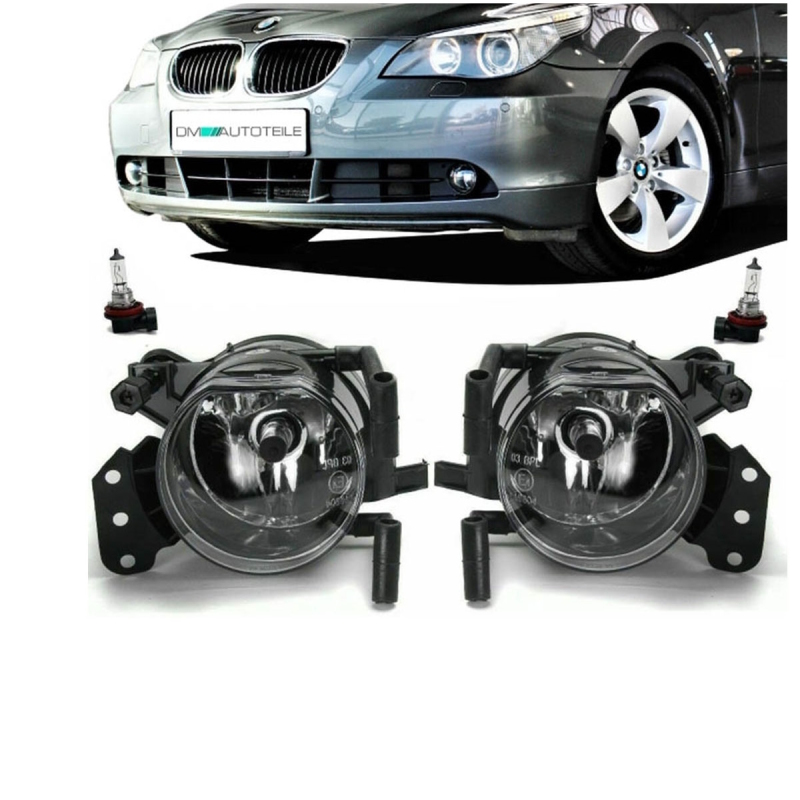 Set Fog Lights Lamps Chrome + Hb4 fits on BMW E60 E61 E90 E91 X3 E83 E63 E64