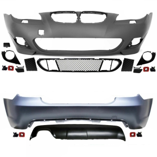 Set Bodykit Stoßstange vorne + hinten ohne PDC grundiert + Zubehör für M-Paket passend für BMW E60 03-07