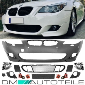 Front Bumper SPORT PDC primed Facelift +2x FOGS fits on BMW E60 E61 07-10 also M