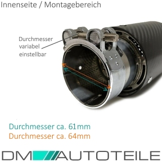 STÜCK Sport-Performance Auspuffblende Endrohr Carbon Glanz passt für universal BMW F- Modelle 135i 235i 335i 435i