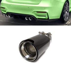 1x Sport-Performance Tail Pipes Tips Cover Carbon Gloss...