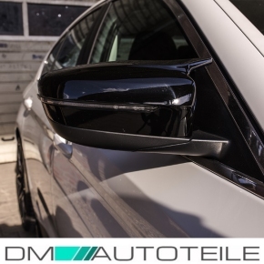 Sport Spiegelkappen Außenspiegel Set Schwarz Glanz passt für BMW G30 G31 G11 G12