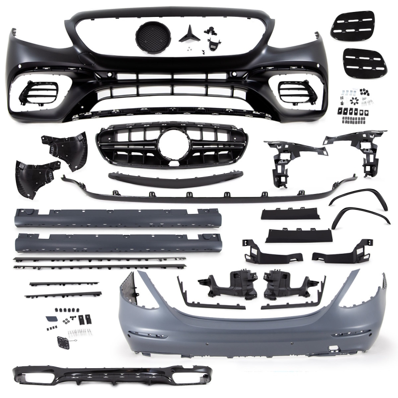 ZUBEHÖR MERCEDES E-KLASSE W213 2016-2020 STOSSSTANGE CHROM LEISTEN VORNE,  HINTEN