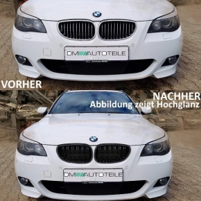 SET Doppelsteg Kühlergrill Schwarz MATT Grill passend für BMW 5er E60 E61 + LCI