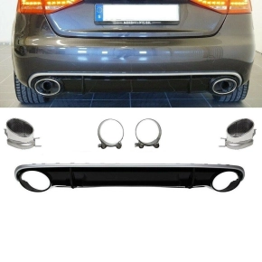 Rear Diffuser Bumper Black Silver+ Tail Pipes for RS4...