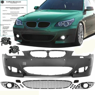 Sport Front Bumper PDC+ Fogs Set  fits on BMW 5 E60 E61 2003-2007 w/o M5 Evo M