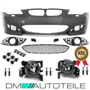 Evo Saloon Estate Front Bumper for headlamp washer / park assist +rivets+ fog lights fits on BMW 5-Series E60 E61 03-07 without M5