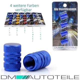 4 Ventilkappen Kappen Set Schwarz/Silber/Blau/Rot Autoventile Chrome Hochglanz 