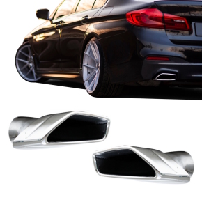 Auspuffblenden Trapez SET Chrom passt f&uuml;r BMW 5er...