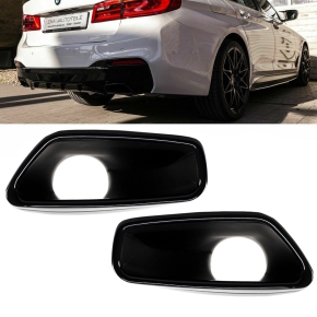 Satz Auspuffblenden Schwarz Glanz Oval passt für BMW...