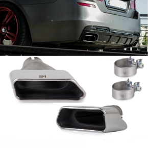 Exhaust Muffler Tips Tail Pipes fits on BMW F10 F11 Duplex Oval 550i 550d Chrome Made in Germany 