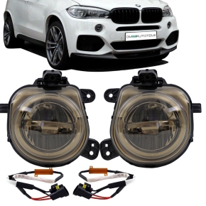 Set LED Fog Lights Lamps Smoke Black fits BMW X3 F25 / X4...