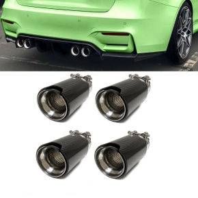4x Sport-Performance Carbon Gloss Tail Pipes Tips Cover...