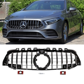 Kidney Front Grille Black Chrome fits on Mercedes A-Class...