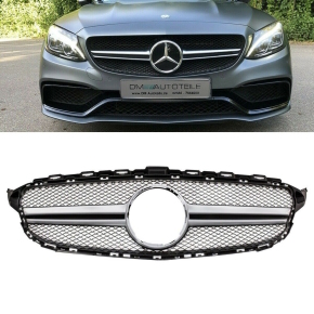 Kidney Front Grille Black Silver fits on Mercedes C-Class...