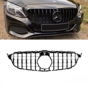 Kühlergrill +Gitter SET hochglanz schwarz passt für Mercedes W205