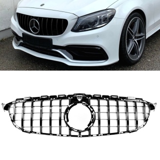 Sport-Panamericana Kidney GT Front Grille Black fits Mercedes C-Class W205 +Camera up Facelift 2018>