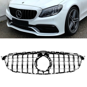 SET Heckdiffusor Schwarz Hochglanz + Blenden passend für Mercedes C-Klasse  W205 S205 ab 14-18 AMG Sport