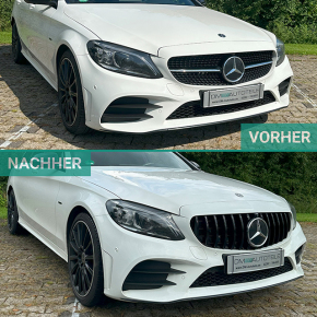  Kidney Front Grille Black fits Mercedes C-Class W205...