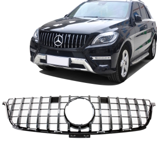  Kühlergrill Schwarz Chrom passt für Mercedes ML-Klasse W166 Bj 11-14 auf Facelift Sport-Panamericana GT