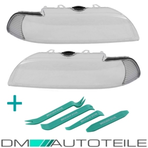 Scheinwerferglas SET + PVC Werkzeug passt für BMW E39 Limousine Touring Facelift
