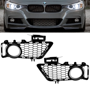 Set Shadow Line Black Gloss Front Grille Fogs Cover fits...