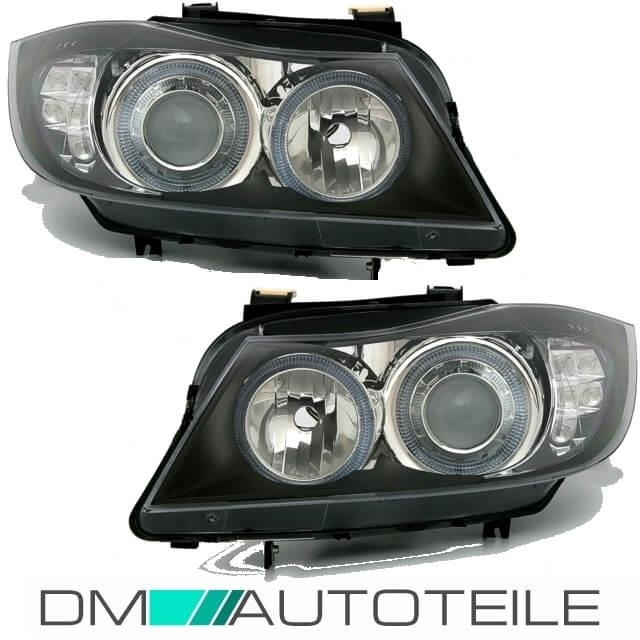 LED Angel Eyes Scheinwerfer Set in schwarz für BMW E90/E91 03.2005