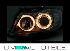 Angel Eyes Headlights Set + LED Indicators Black H7/H7...