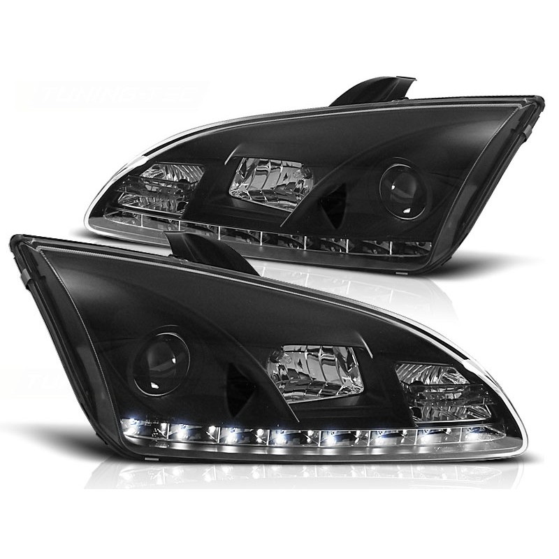 Scheinwerfer Tagfahrlicht Design LED schwarz passt für Ford Focus 2 ab 04-08