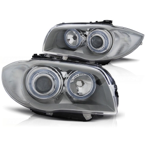 Scheinwerfer Angel Eyes LED chrom passt für BMW 1er...