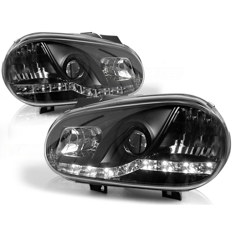 LED Tagfahrlicht Design Scheinwerfer für VW Golf 3 91-97 schwarz