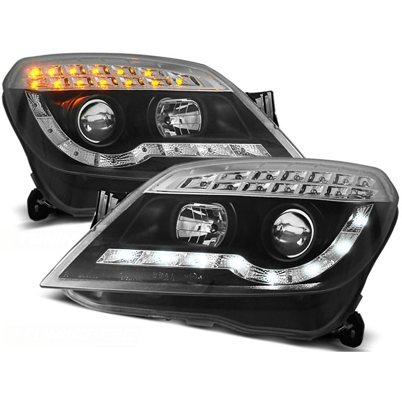 Scheinwerfer Tagfahrlicht LED schwarz + Blinker passt für Opel