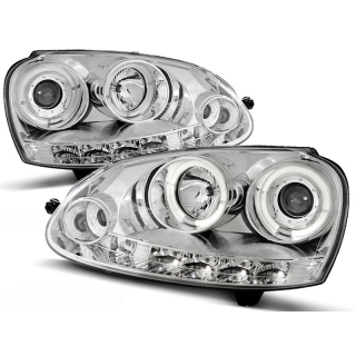 Scheinwerfer Angel Eyes LED chrom passt für VW Golf 5 ab 2003 - 2009