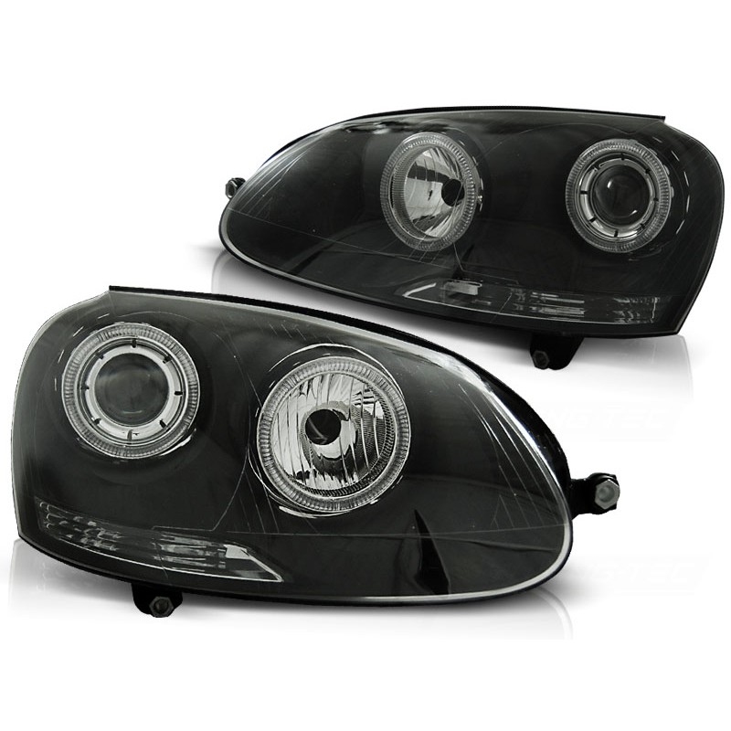 Scheinwerfer Angel Eyes LED schwarz passt für VW Golf 5 ab 2003 - 2009