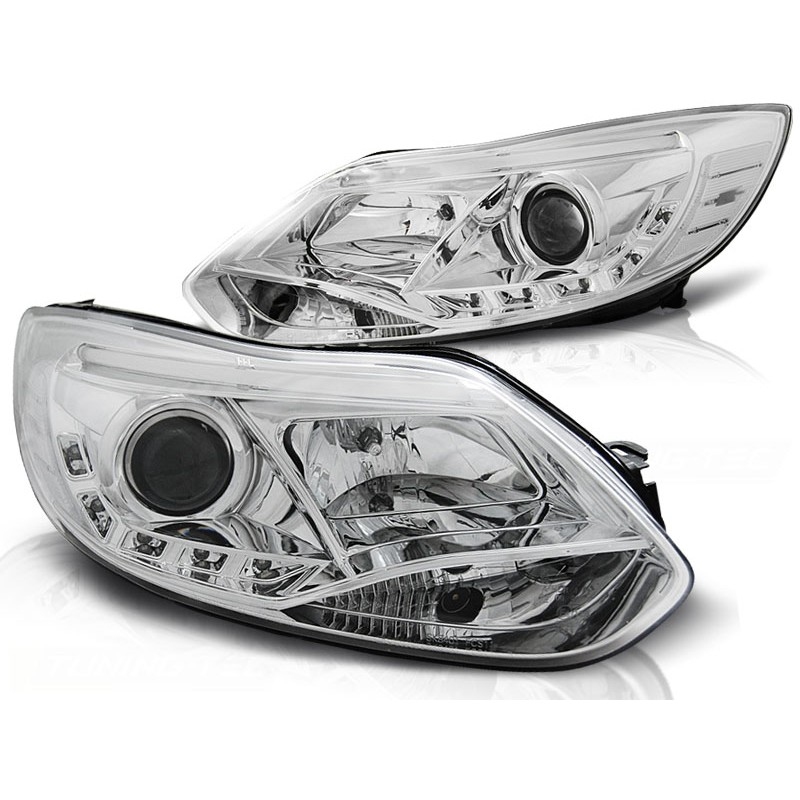 Scheinwerfer Tagfahrlicht Design LED chrom passt für Ford Focus MK3 ab 11-14