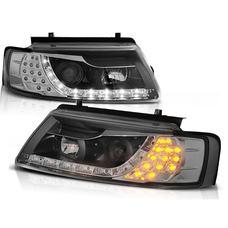 Scheinwerfer Tagfahrlicht LED schwarz+Blinker passt für VW Passat 3BG ab  00-05