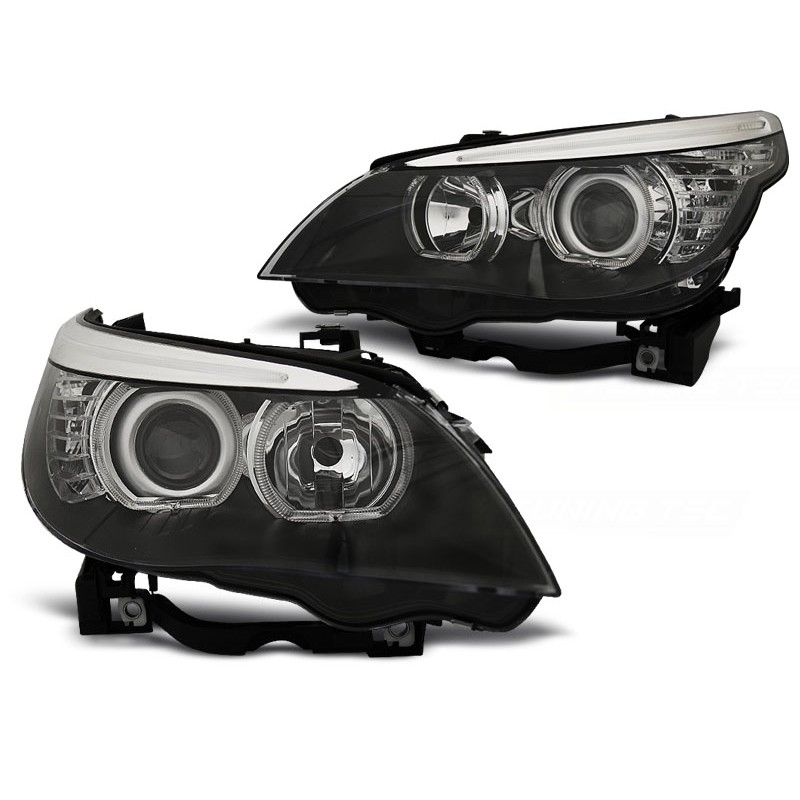 LED Angel Eyes Scheinwerfer für BMW 5er E60/E61 03-07 schwarz