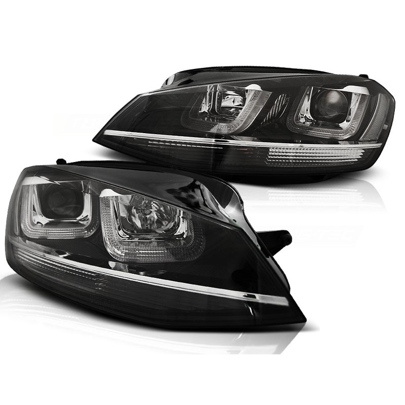 Scheinwerfer mit LED Tagfahrlicht passt für VW Golf 7 ab 2012-2017  schwarz/chrom