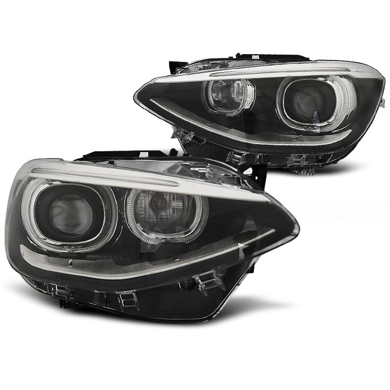 Scheinwerfer LED Angel Eyes passt für BMW 1er F20/F21 ab 2011-2014 in  schwarz