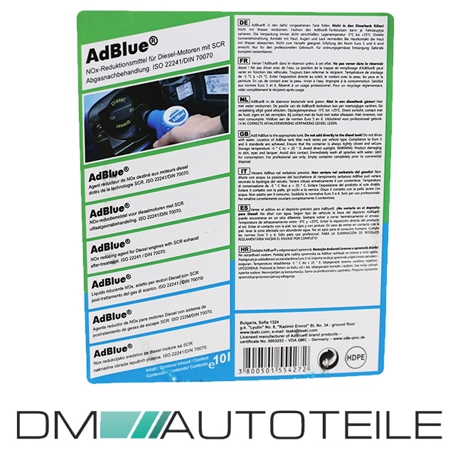 Additiv AdBlue 10L DEF Harnstofflösung mit Einfüllstutzen VW Audi BMW  Mercedes