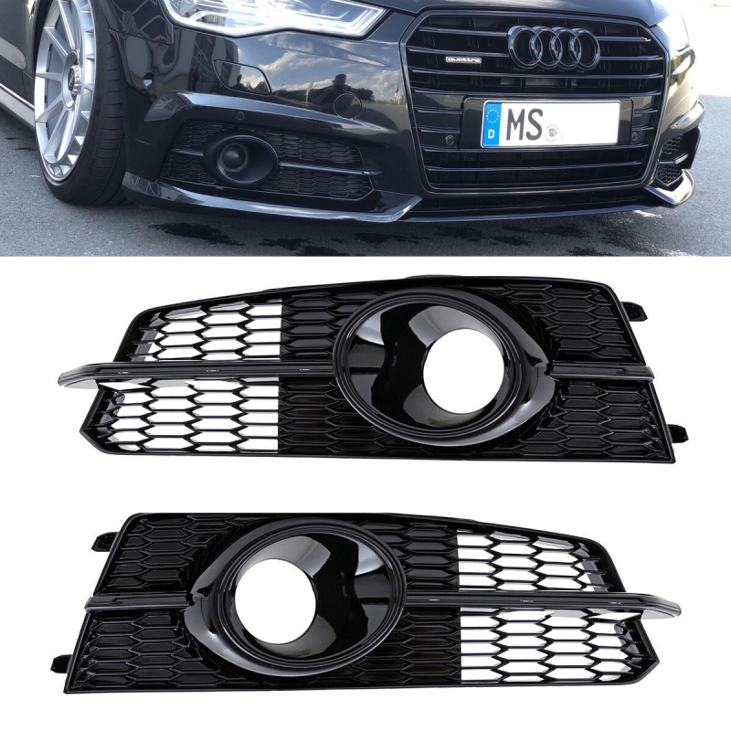 Set of Fog lights Cover black gloss complete fits on Audi A6 C7 S-Line up  2014-2018
