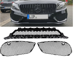 Set Front lower Grille Bumper + Fogs cover Black Gloss...