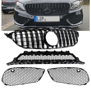Mercedes W205 Glanz Schwarz Mittelkonsole Lüftungsschlitze Klima